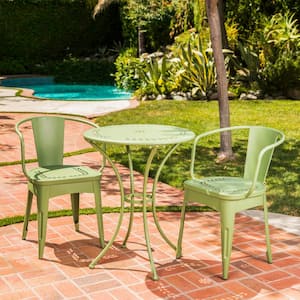 New Best Seller 3-Piece Metal Outdoor Bistro Set, Matte Green for Porch, Balcony, Deck, Patio, Backyard