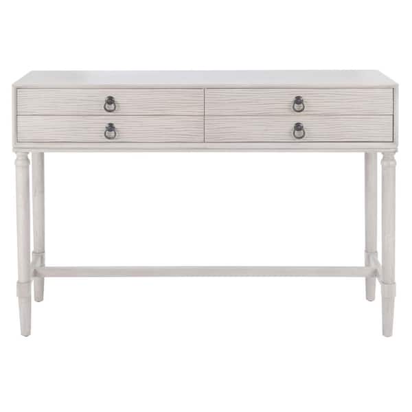 SAFAVIEH Aliyah 13 in. Greige Rectangle Wood Console Table with Drawer