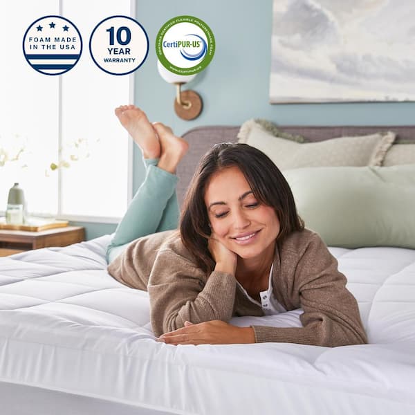 Sleep Innovations Dual Layer 4 in. Twin Memory Foam Mattress Topper 3 in. Cooling Gel Memory Foam Plus 1 in. Fluffy Pillow Top Cover 3073863 The Home Depot