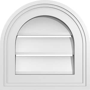 12 in. x 12 in. Round Top White PVC Paintable Gable Louver Vent Functional