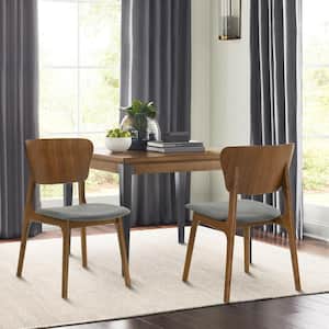 Kalia Charcoal Fabric Upholstered Wood Armless Dining Chair Set of 2 with Open Back