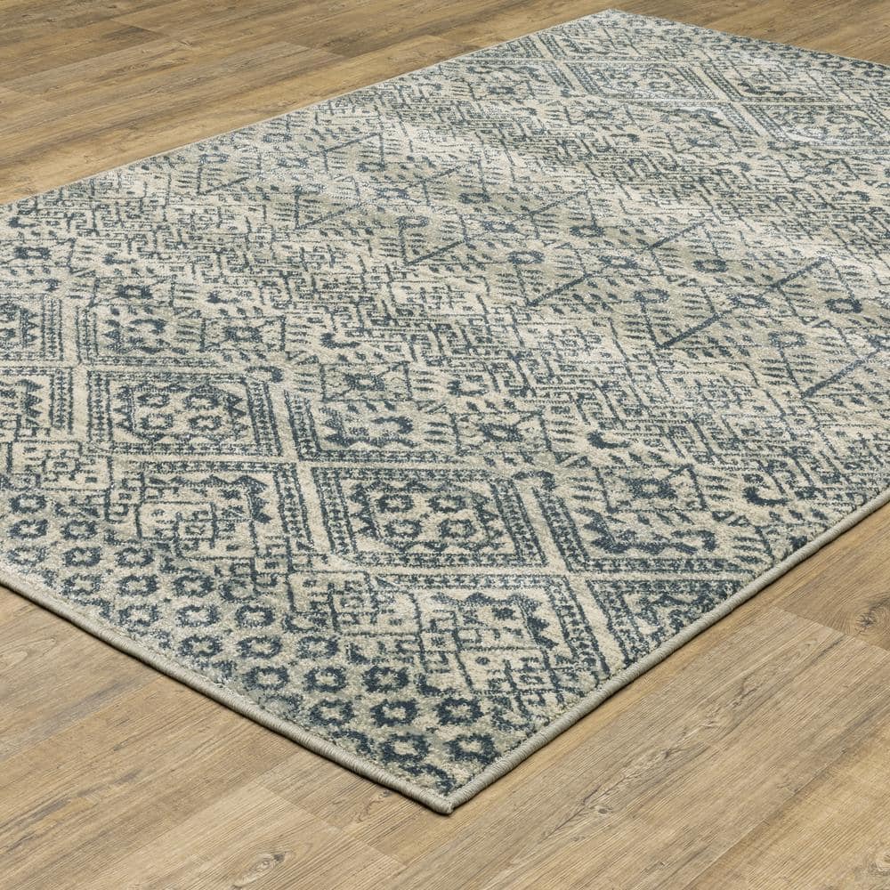Brixworth Blue/Beige Doormat 3 ft. x 5 ft. Floral Geometric Polypropylene Indoor Area Rug price history on PriceWatchPro