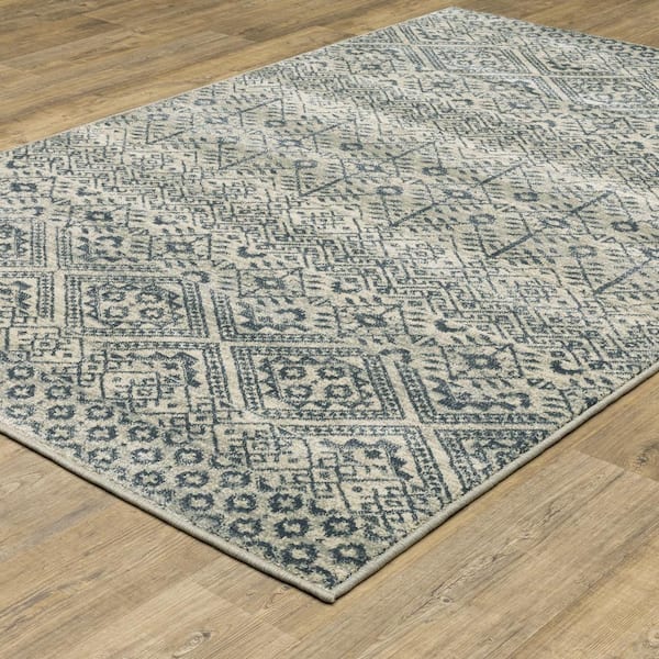 Brixworth Blue/Beige 7 ft. x 9 ft. Floral Geometric Polypropylene Indoor Area Rug