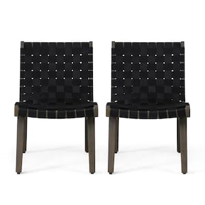 Morganton Black Plus Grey Stationary Rope Weave Wood Outdoor Patio Lounge Chair (2-Pack)