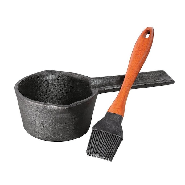 Cast Iron Basting Set, with Saucepan and Brush, 0.4 Qt.