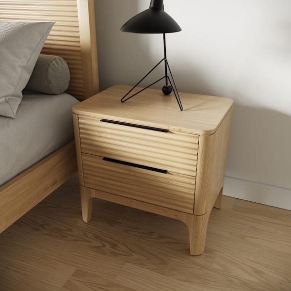 Seattle Modern Natural Oak 2 Drawers 25.6 in. W Nightstand