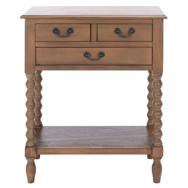 Athena 3-Drawer Brown Wood Console Table