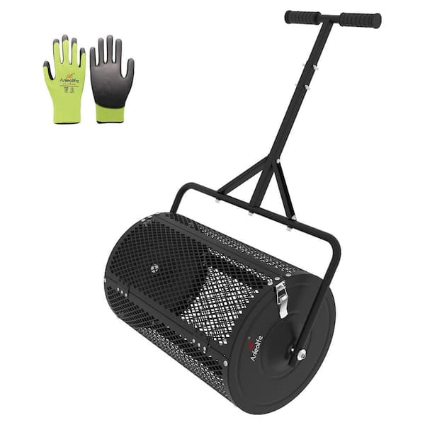 24 in. Metal Compost Spreader for Spreading Topsoil Manure Mulch 24-31.1 in. Height Adjustable Handle