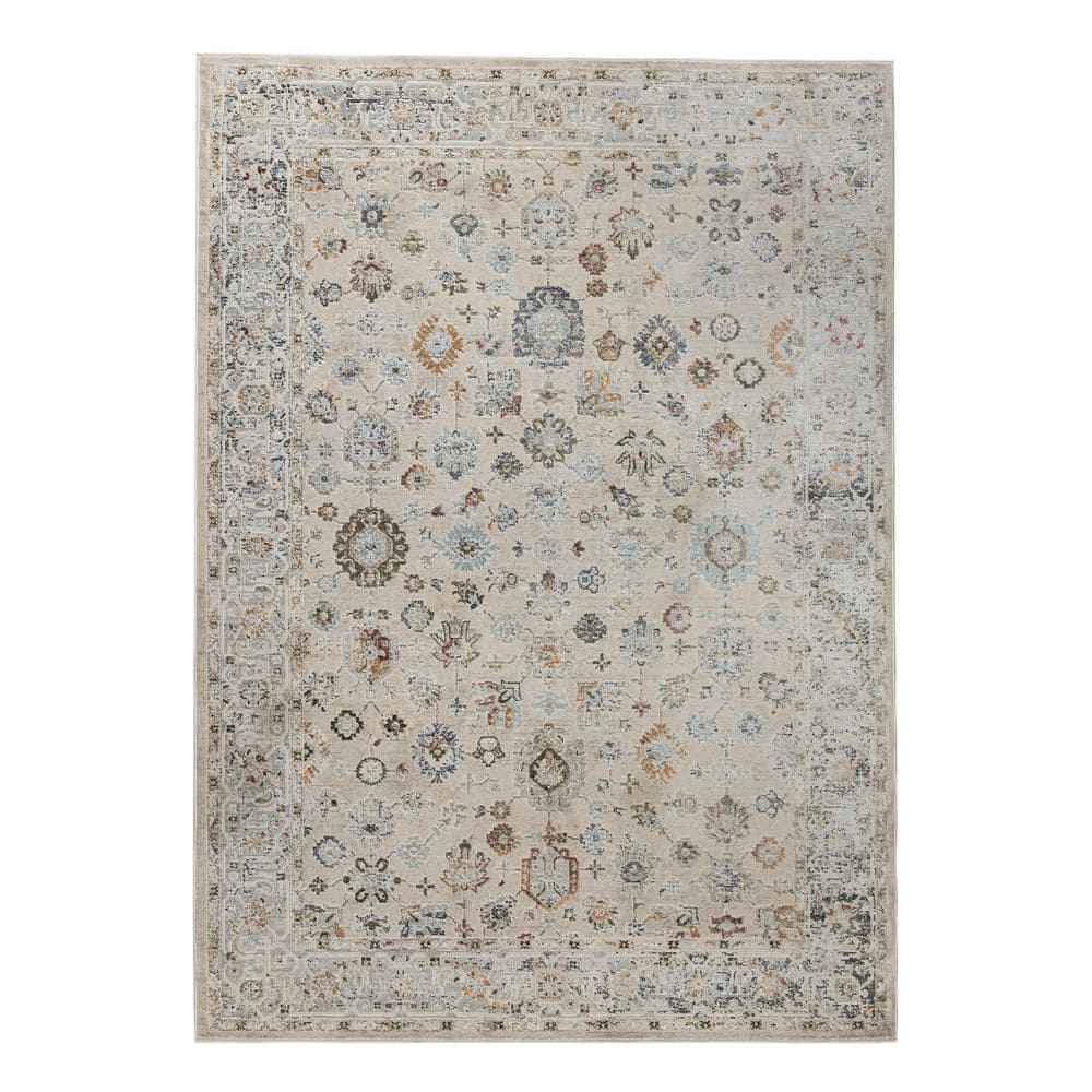 5 ft. x 8 ft. Ivory Blue And Gray Floral Medallion Area Rug price history on PriceWatchPro