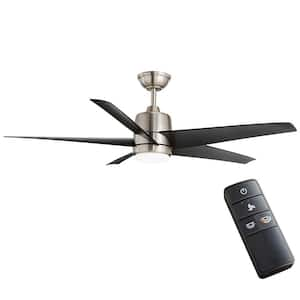 Mena 54 in. White Color Changing Integrated LED Indoor/Outdoor Brushed Nickel Ceiling Fan with Light Kit and Remote