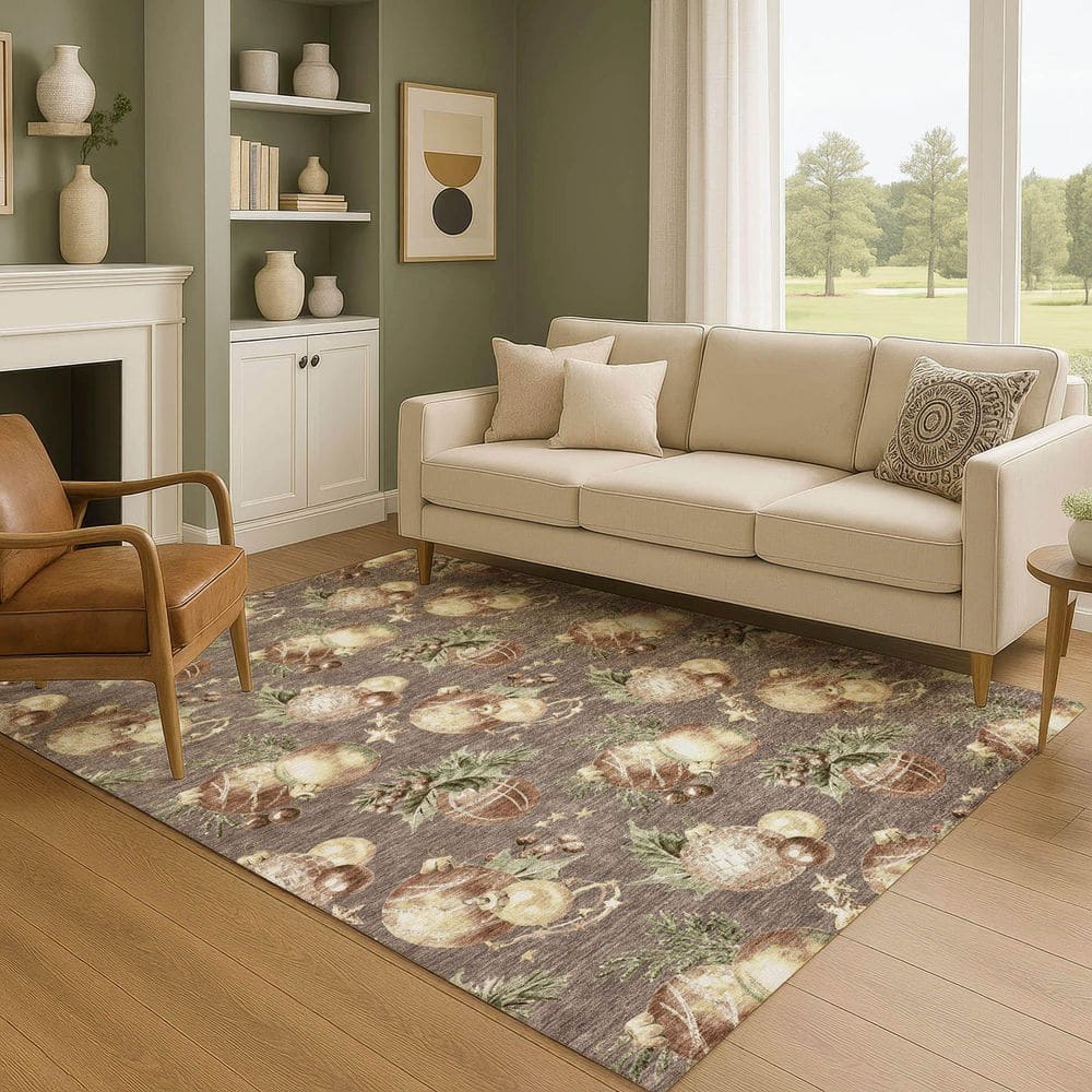 Mayfield Premium Machine Washable Abstract AMF1828 Taupe 9 ft. x 12 ft. Area Rug price history on PriceWatchPro