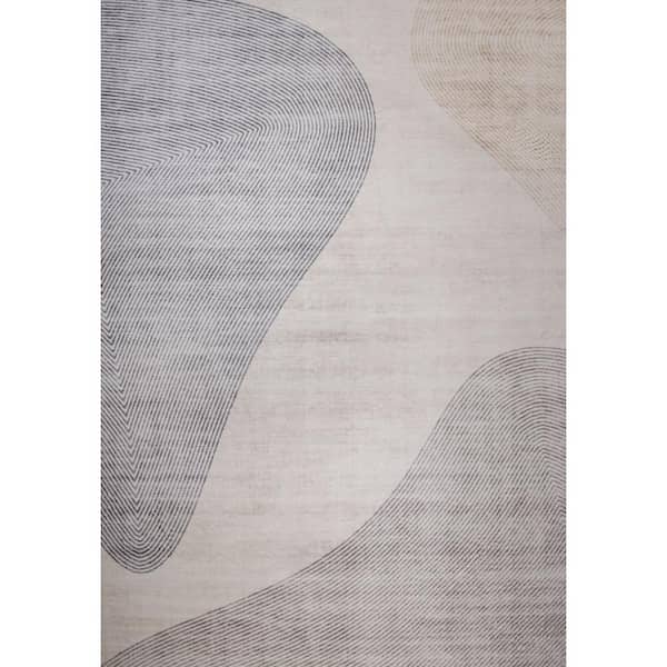 Rug Branch Minimalist Abstract Geometric Beige Brown 7 ft. x 10 ft. Indoor Soft Area Rug