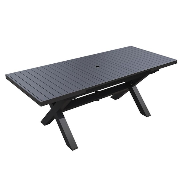 TWT Dark Grey Rectangular Aluminum Outdoor Dining Table
