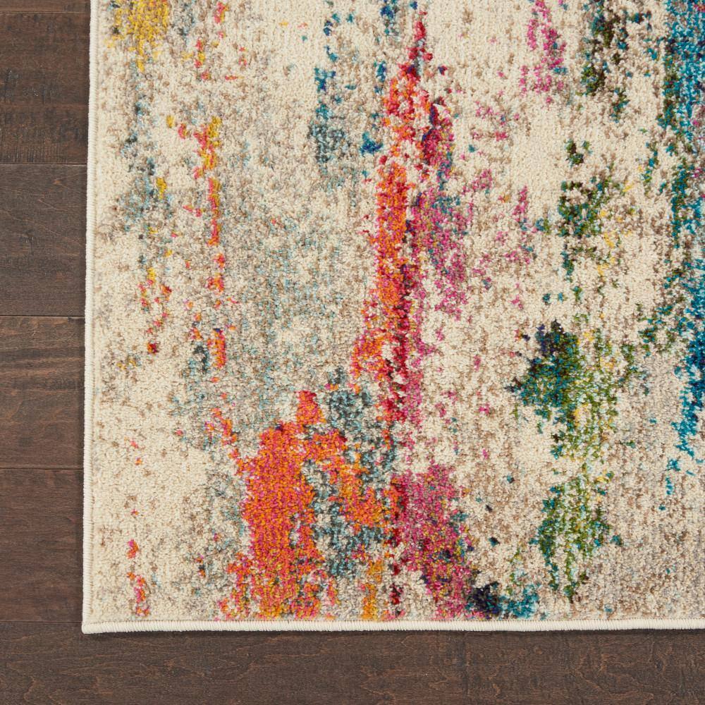 Ivory and Multicolor Abstract Tufted Synthetic Area Rug
