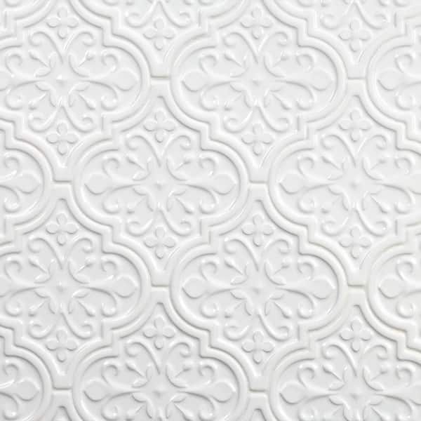 Vintage Florid Lantern White 6-1/4 in. x 7-1/4 in. Ceramic Wall Tile (30-Pieces 4.8 sq. ft. / Box)