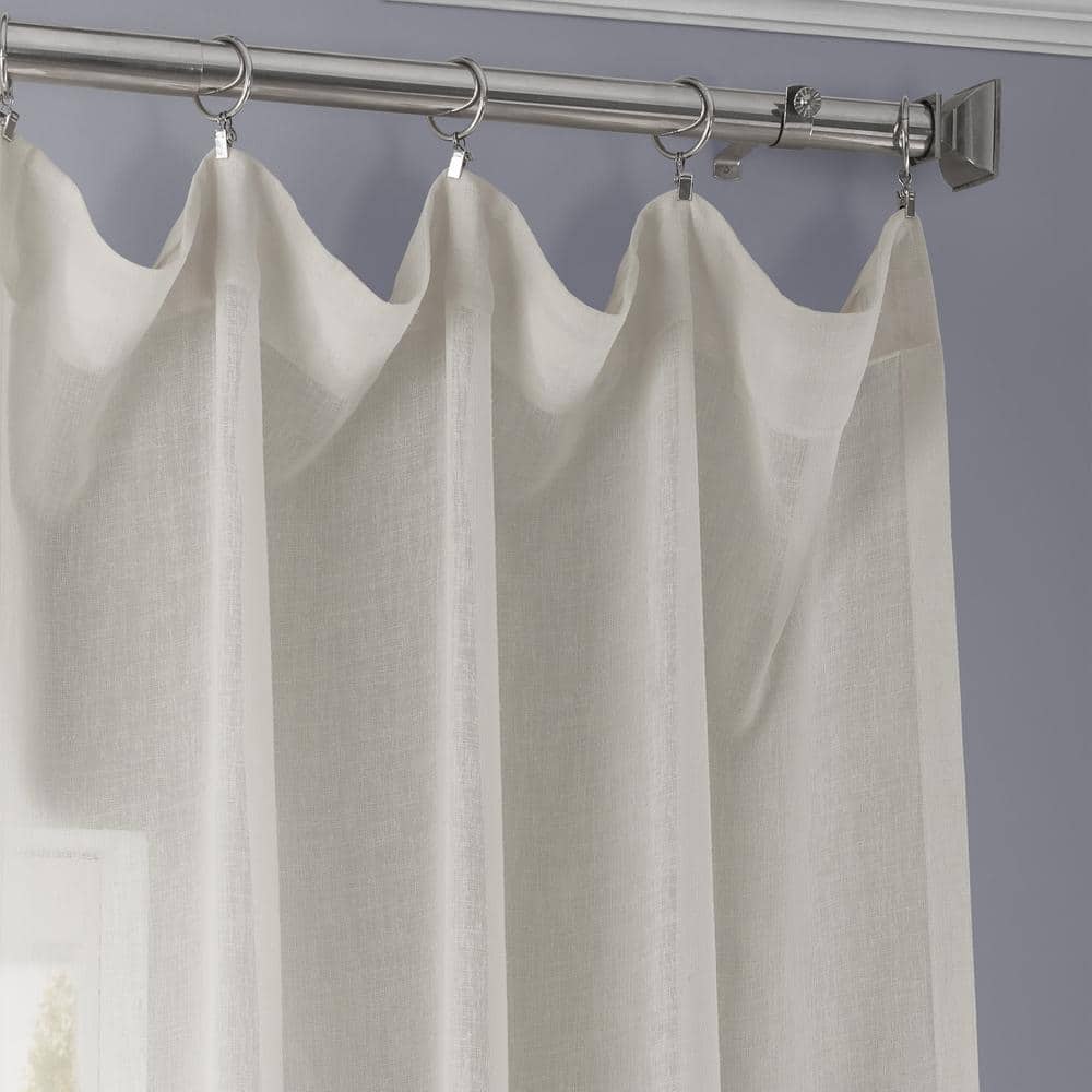 Gardenia Sheer Faux Linen 96-Inch Window Panel