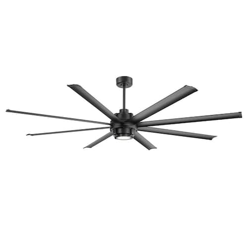 Salinas 72 in. (6 ft.) Indoor Black Windmill Industrial Ceiling Fan with Integrated LED Light, Aluminum Blade and Remote Ceiling Fans With Lights