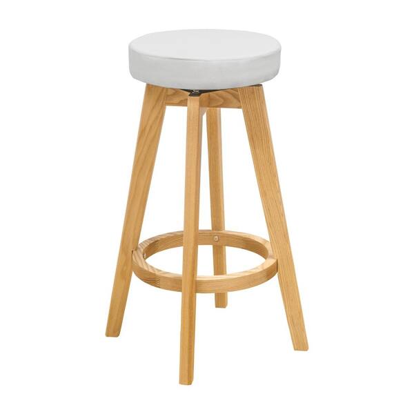 Mod Made Rex 26 in. White Natural Wood Modern Counter Stool