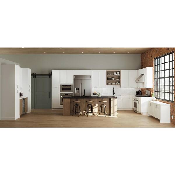 Hampton Bay Designer Series Edgeley Assembled 30x34 5x23 75 In Base Kitchen Cabinet In Driftwood B30 Eddw The Home Depot