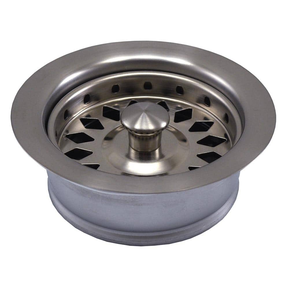 JONES STEPHENS Push-In Kitchen Garbage Disposal Assembly (Flange/Stopper/Strainer) in Brushed Stainless -  B03401