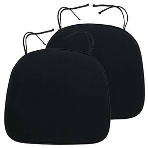 Modern Soft Comfortable Dining Chair Cushion Pads with Ties in Black (Set of 2)