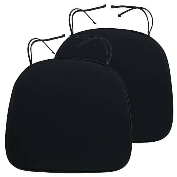 Leisuremod Modern Soft Comfortable Dining Chair Cushion Pads with Ties in Black (Set of 2)