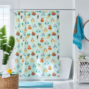 Company Cotton Playful Dogs 72 in. x 72 in. Cotton Shower Curtain Blue Multi
