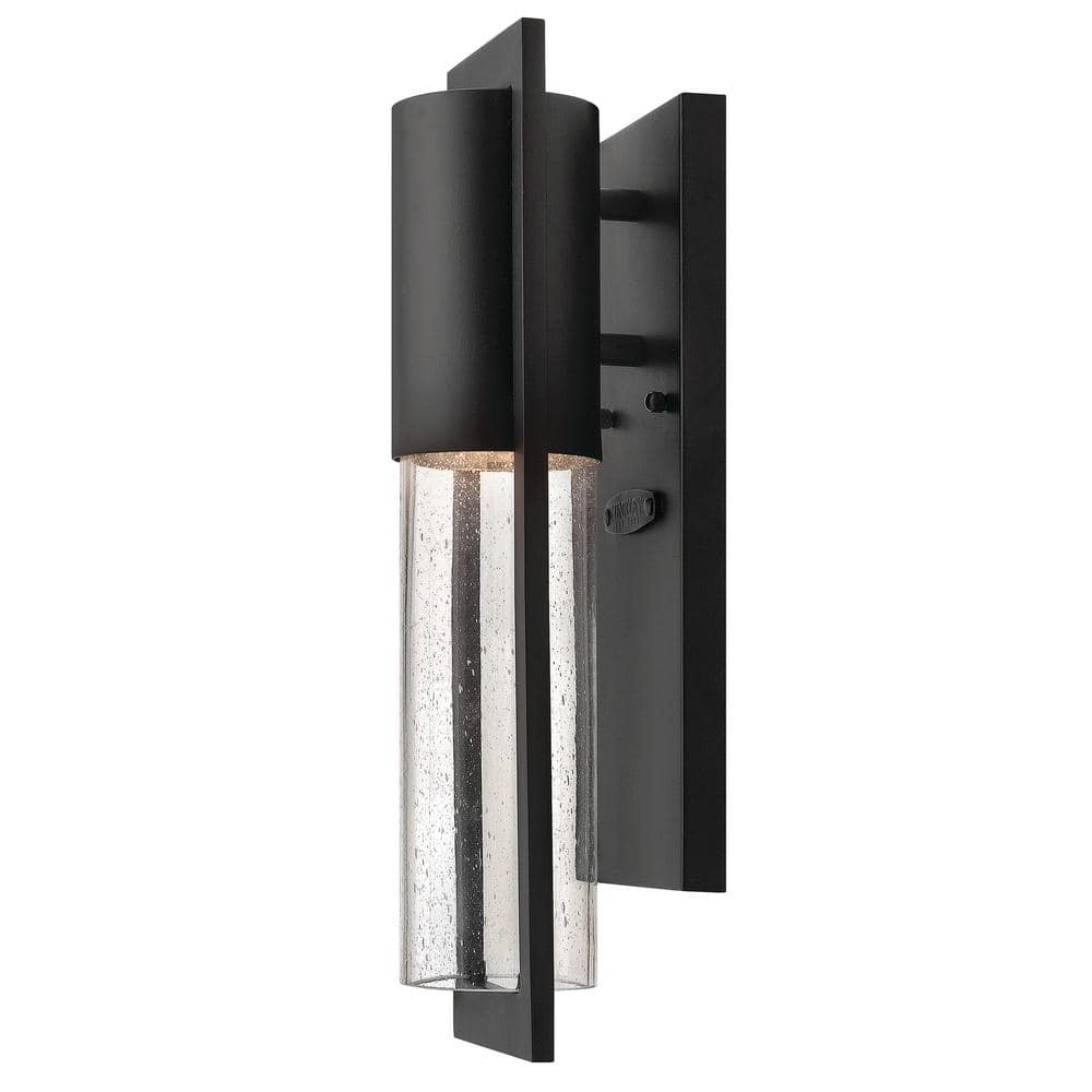 Sleek Black Aluminum LED Wall Light with Clear Seedy Glass