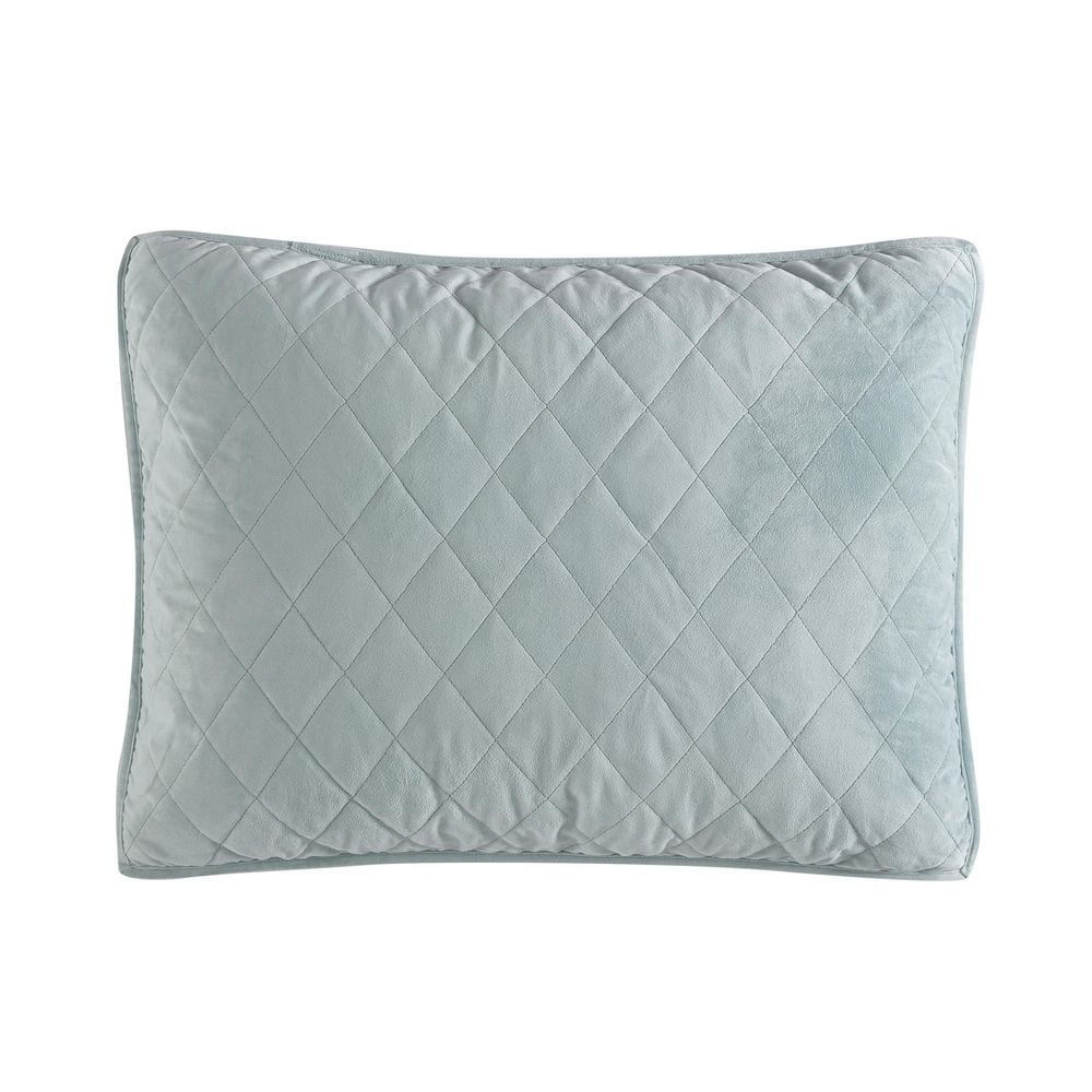Twin Sage Green Velvet Reversible Quilt Set with Shams