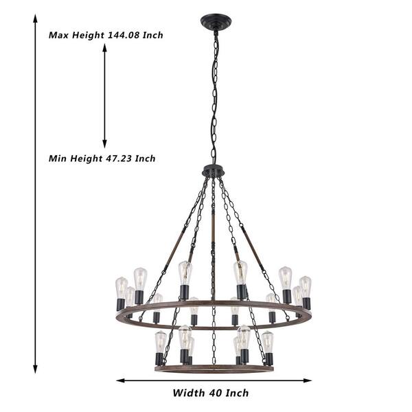 Vanity Art Cannes 18-Light Darkwood/Black Wagon Wheel Chandelier