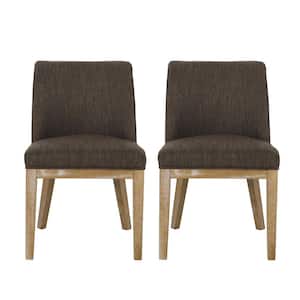 Elmore Brown and Weathered Natural Fabric Upholstered Dining Chairs (Set of 2)