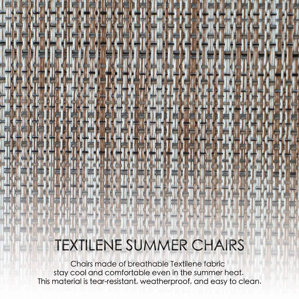Black Aluminum Frame Beige Mesh Fabric Outdoor Rocking Chair Set