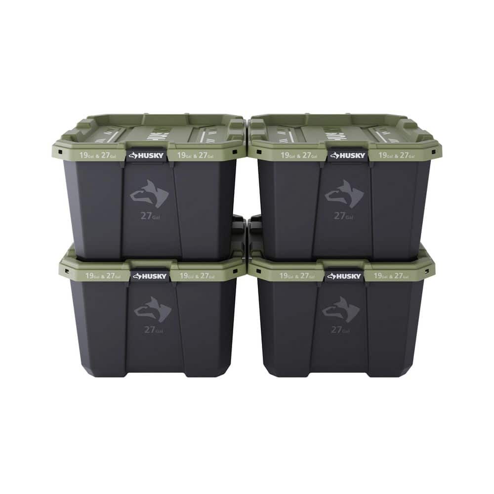 27 Gal. Pro Grip Storage Tote in Black with Army Green Lid (4-Pack) price history on PriceWatchPro