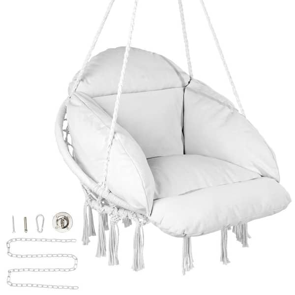 VEVOR Hanging Hammock Swing Chair Macrame Hanging Chair with Cushion and Mounting Hardware Cotton Rope Swing Chair XGSDYSYQYXKZDYXP2V0 The Home Depot