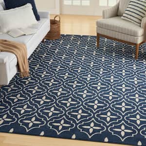 Essentials Navy Ivory 6 ft. x 9 ft. Moroccan Contemporary Area Rug