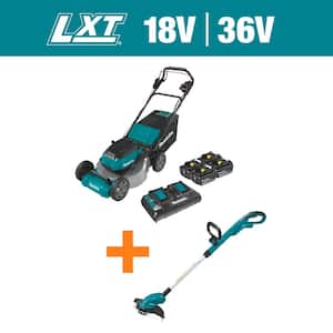 18V X2 (36V) LXT Cordless 21 in. Self-Propelled Commercial Lawn Mower Kit (4 Batteries 5.0Ah) & String Trimmer