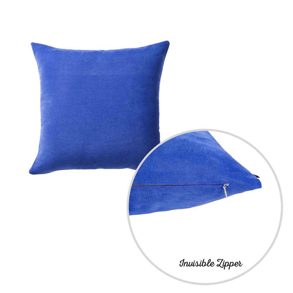 Sapphire Blue Polyester 22" Square Pillow Covers Set of 2