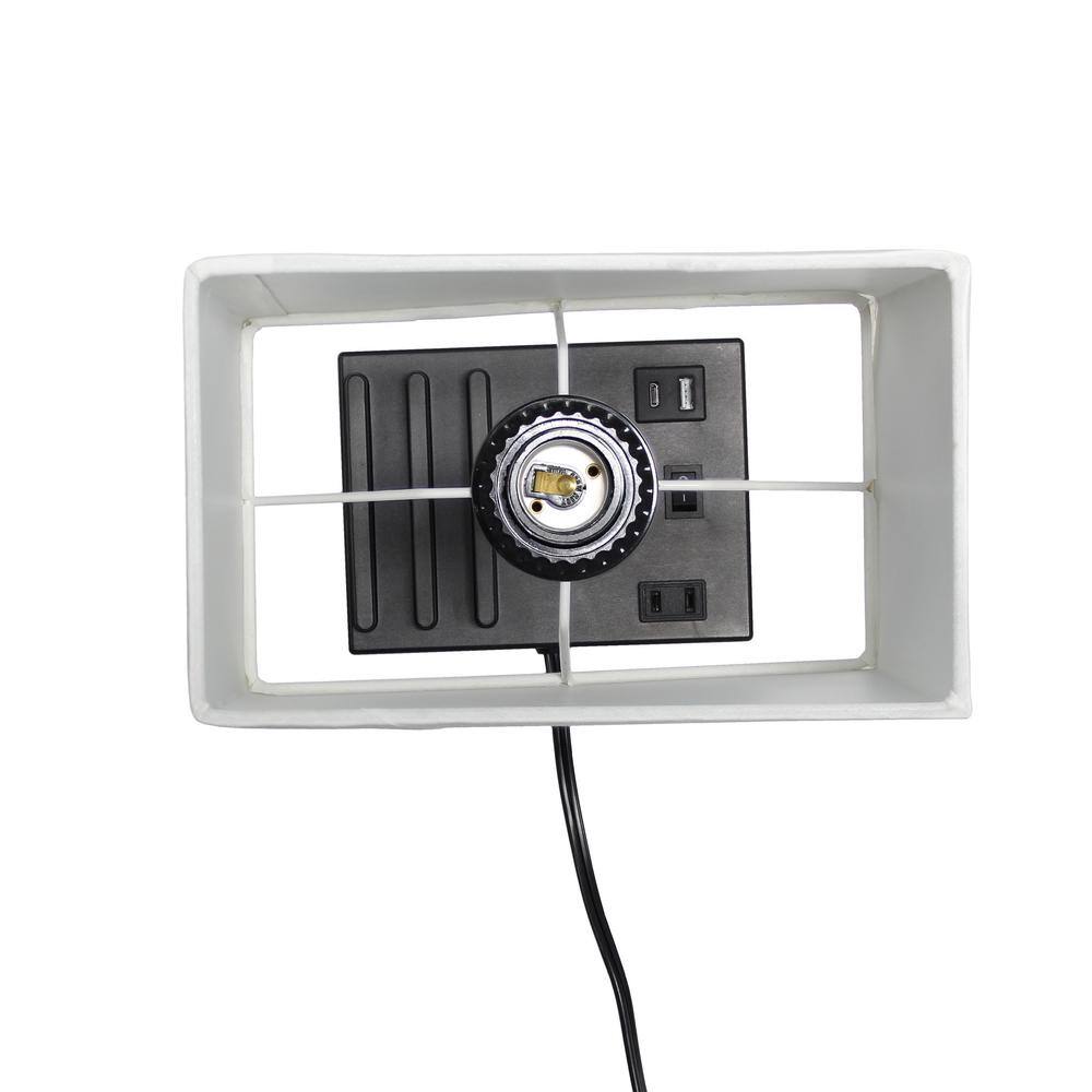 15.3" Black and White Adjustable Nightstand Lamp with USB Ports
