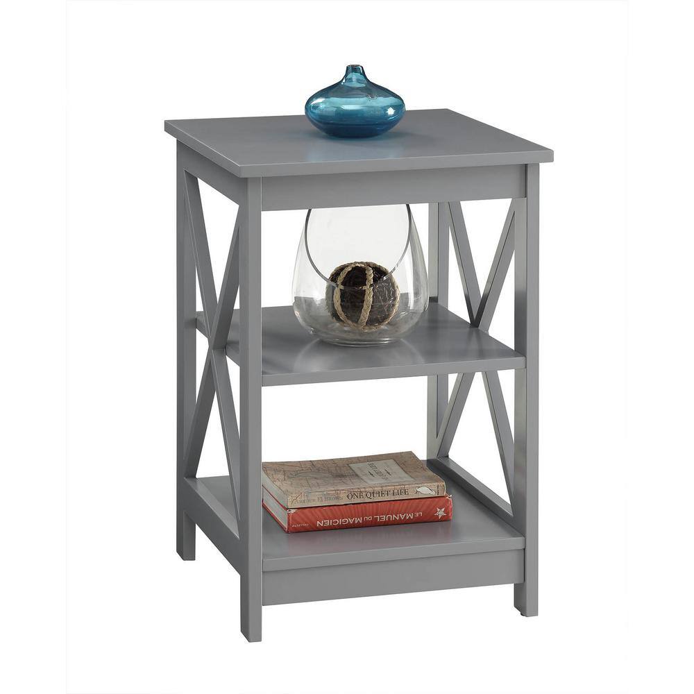 Gray MDF 3-Shelf Rectangular End Table
