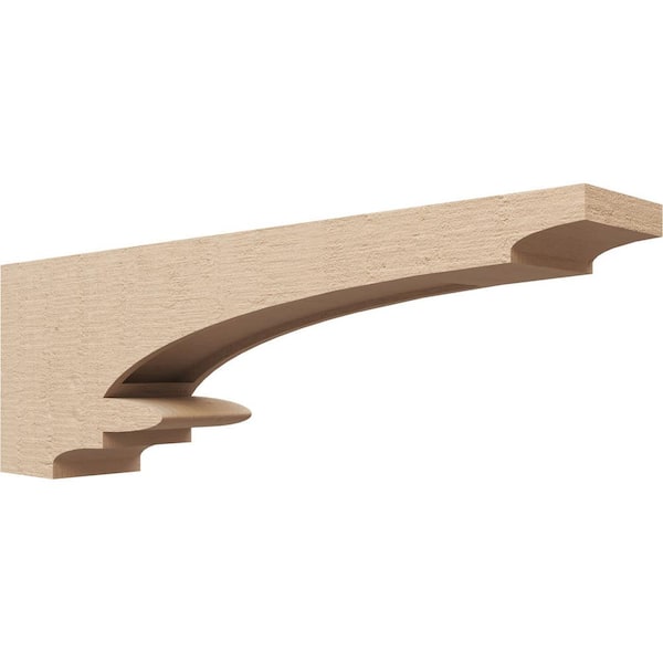 Ekena Millwork 4 in. x 8 in. x 24 in. Thin Diane Rough Cedar Woodgrain TimberThane Corbel, Primed Tan