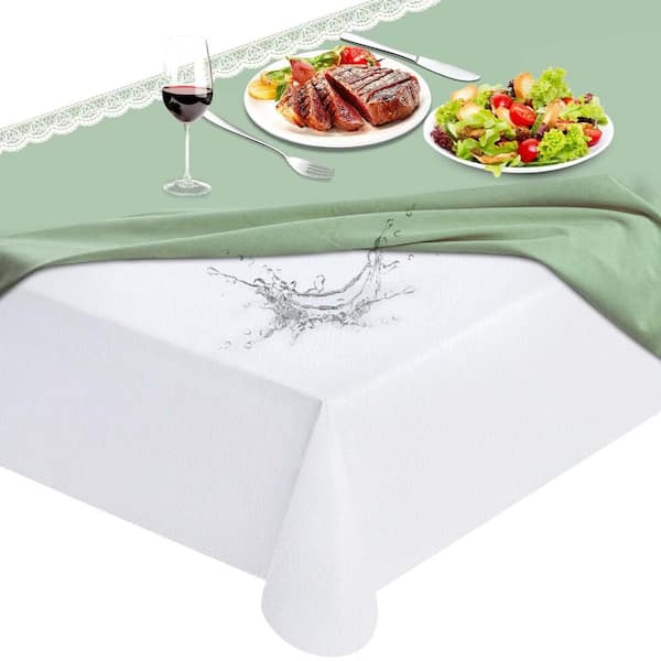72 x 54 in. Rectangular Table Protector Pad, Heavy-Duty Waterproof Vinyl with Flannel Backing, White