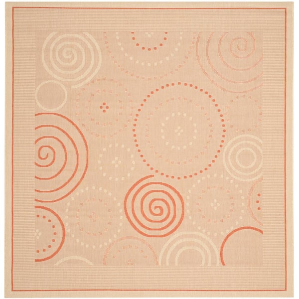 SAFAVIEH Courtyard Natural/Terracotta 7 ft. x 7 ft. Square Border Indoor/Outdoor Patio  Area Rug