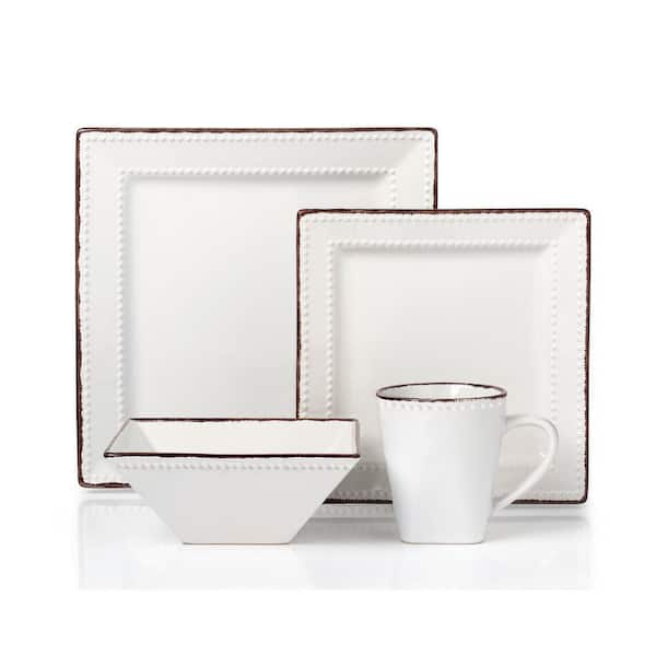 16-Piece Casual White Ceramic Stone Dinnerware Set (Service for 4)