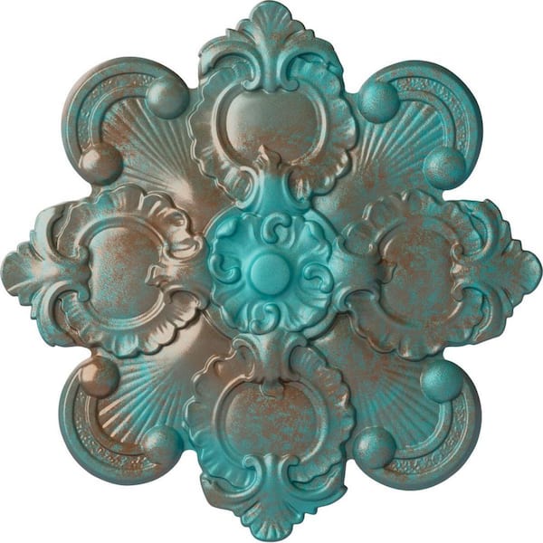 Ekena Millwork 18-1/8 in. x 1-1/4 in. Katheryn Urethane Ceiling Medallion, Copper Green Patina