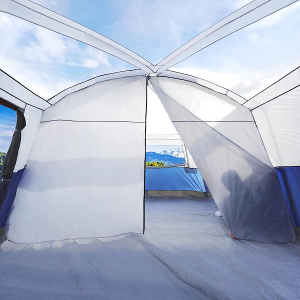 12 Person Weather Resistant Family Cabin Tent with Divided Curtain for Separated Room Portable with Carry Bag