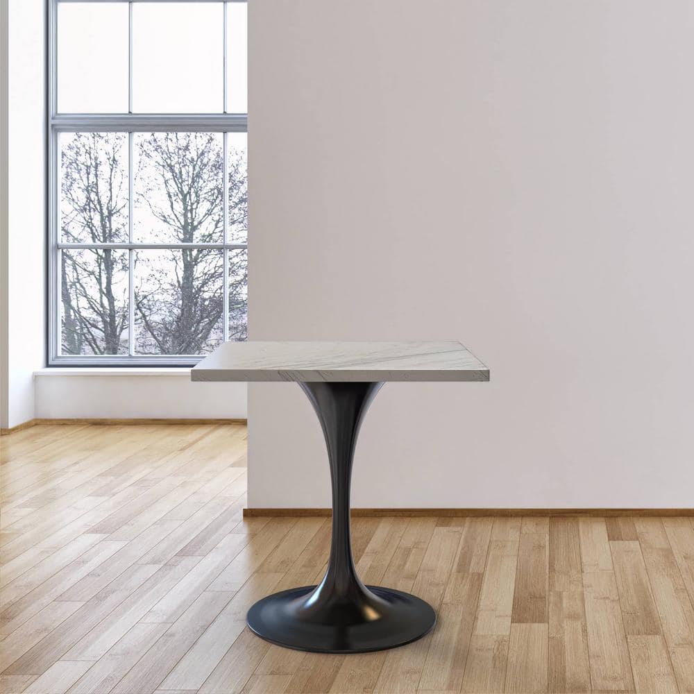 Verve 27" Square Dining Table with Black Base and Marbleized Top