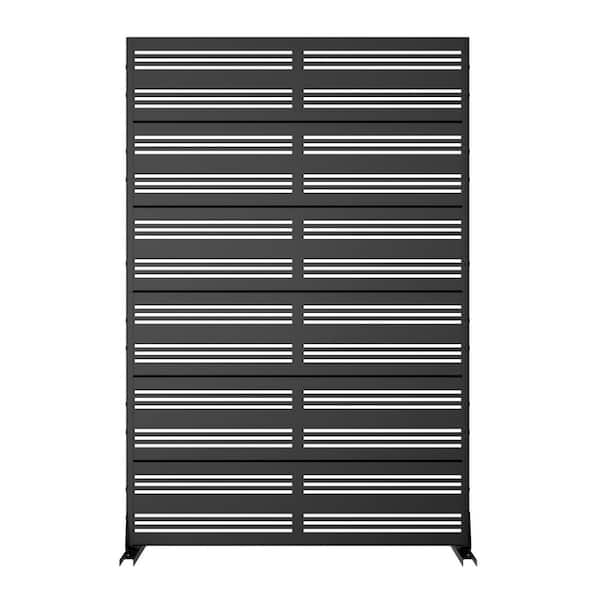6-Piece 47.24 in. W x 72.05 in. H Rectangle Black Metal Privacy Screen Outdoor Decorative Art Panel