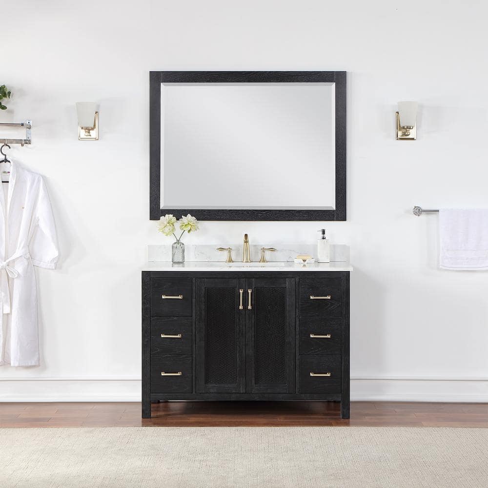 Altair Ivy 48 in. W x 36 in. H Rectangular Wood Framed Wall Bathroom ...