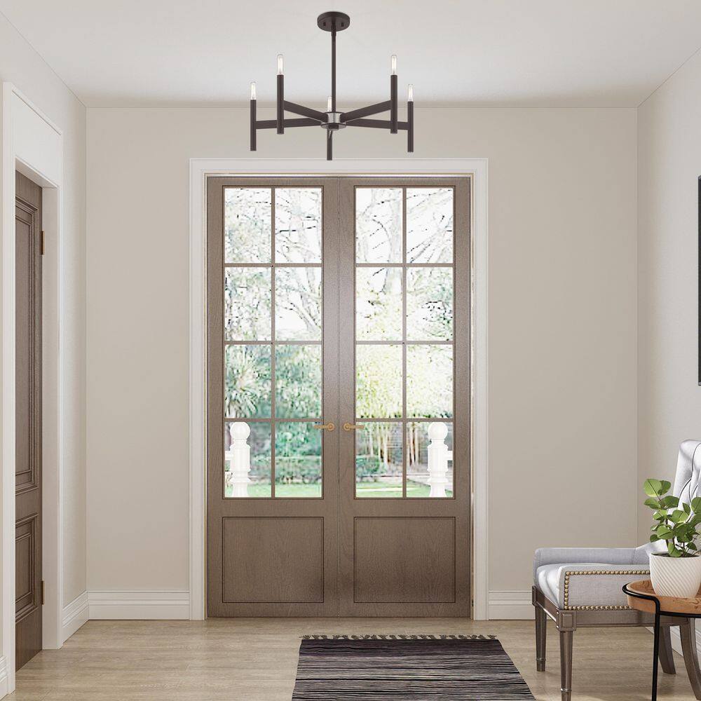 Bronze 5-Light Mid-Century Modern Chandelier