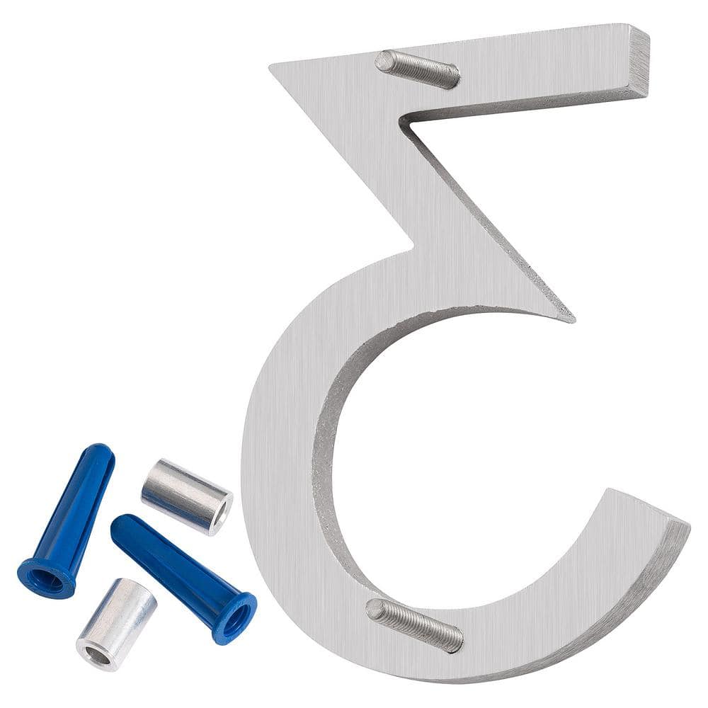 8" Brushed Aluminum Floating House Number 3